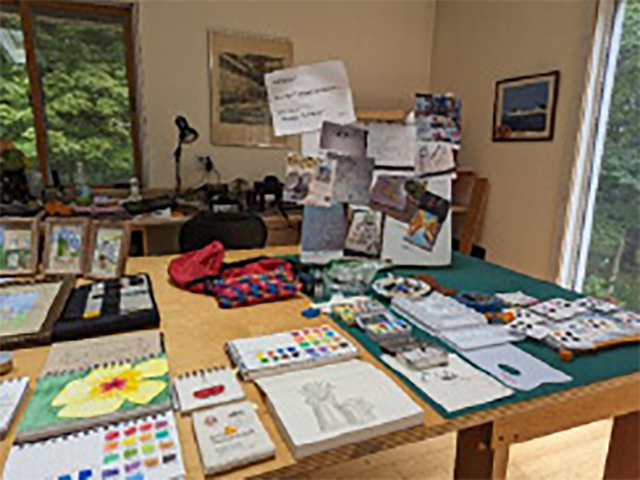 Photorealistic Colored Pencil Drawing in Jan Wallen artist studio