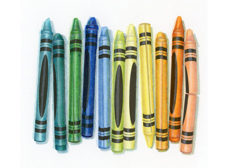 photo realism sketch of crayons by Jan Wallen